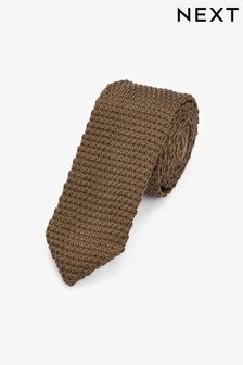 Neutral Brown Slim Knit Tie (N00381) | SGD 20