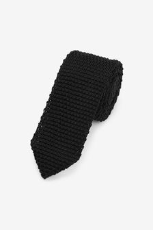 Black Slim Knitted Tie (N00382) | $19