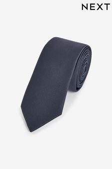 Ciemnoniebieski - Wąskie - Krawat z tkaniny o ukośnym splocie (N00383) | 55 zł