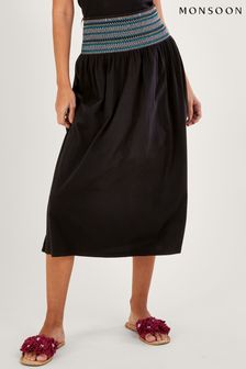 Monsoon Shirred Waist Black Jersey Skirt (N00459) | €28