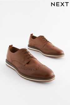 Tan Brown Leather Wedge Brogues (N00462) | 257 QAR