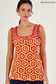Monsoon Pink Crochet Tank Top (N00463) | €37