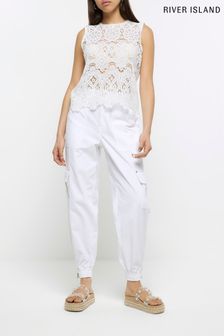 Белые брюки карго с манжетами на молнии River Island (N00530) | €25