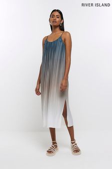 Плиссурное платье миди с эффектом омбре River Island (N00593) | €28