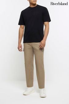 River Island Black Regular Fit T-Shirt (N00612) | KRW21,300