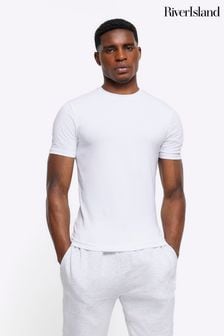 River Island White Muscle Fit T-Shirt (N00615) | OMR5