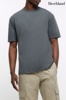 River Island Grey Regular Fit T-Shirt (N00622) | KRW21,300