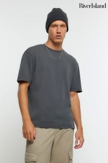 River Island Grey Regular Fit 100% Cotton T-Shirt (N00622) | $17