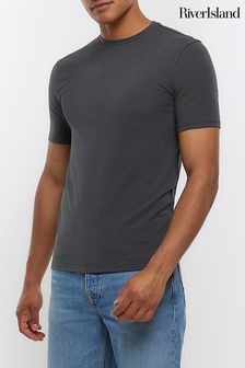River Island Grey Muscle Fit T-Shirt (N00627) | 70 SAR