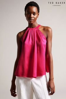 Ted Baker Pink Corrali Halter Neck Top With Pleat Detail (N00692) | €47.50