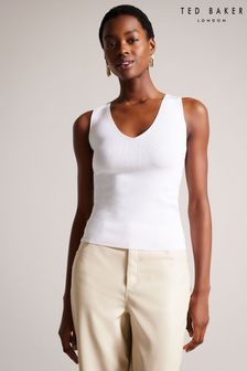 Ted Baker White Knitted Fitted Sarhaa Vest (N00705) | ₪ 397