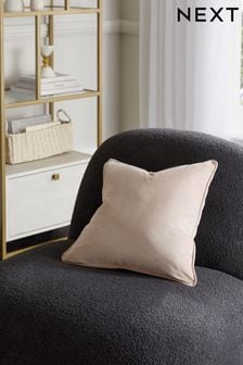 Natural 43 x 43cm Matte Velvet Feather Filled Cushion (N00761) | AED34
