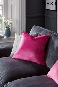 Bright Pink 59 x 59cm Matte Velvet Feather Filled Cushion (N00764) | SGD 37