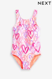 Pink Heart Swimsuit (3-16yrs) (N01112) | KRW25,600 - KRW36,300