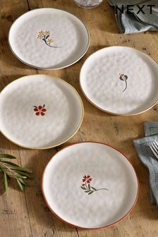 Set of 4 Multi Flower Organic Shaped Side Plates (N01134) | CA$59