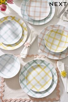 12 Piece Multi Checked Pattern Dinner Set (N01139) | AED176