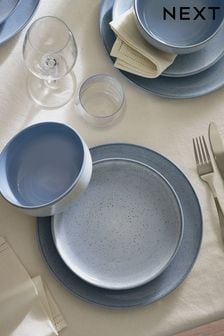 12 Piece Light Blue Lani Speckle Dinner Set (N01145) | 255 QAR
