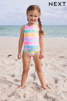 Multi Scallop Rainbow Frill Swimsuit (3mths-10yrs) (N01179) | AED53 - AED63