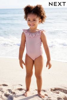 Pink Textured Frill Swimsuit (3mths-10yrs) (N01187) | AED58 - AED68