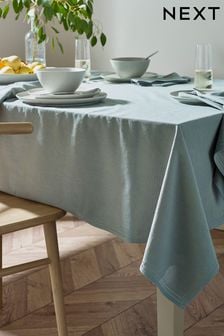 Sage Green Linen-Look Cotton Table Cloth with Edge Trim Detail (N01271) | 37 € - 48 €