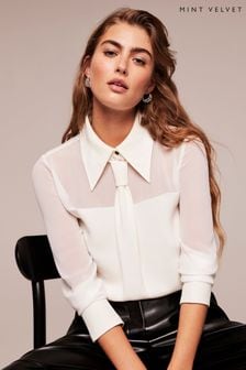 Mint Velvet White Tie Detail Shirt (N01273) | €81