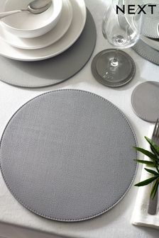 Set of 4 Grey Reversible Faux Leather Placemats and Coasters Set (N01276) | OMR10
