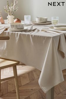 Natural Linen Look Cotton Table Cloth (N01282) | $45 - $58