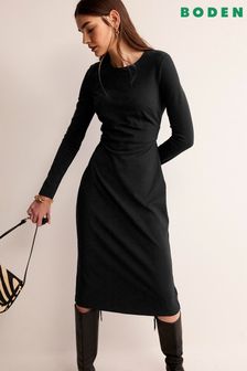 Boden Black Nadia Jersey Midi Dress (N01302) | SGD 190