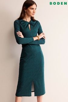 Зеленый - Платье миди с декоративным узлом Boden Empire (N01304) | €66
