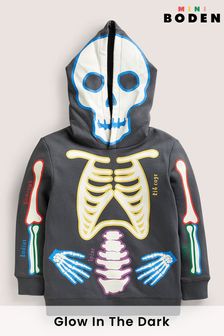 Boden Grey Halloween Glow Skeleton Hoodie (N01318) | €54 - €61