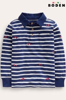 Blau - Boden Besticktes Polo-Shirt aus Flammengarn (N01323) | 17 € - 20 €