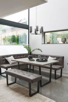 Monza Faux Leather Dark Grey Curtis Left Hand Corner Dining Table and Bench Set (N01372) | €2,025