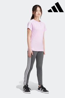 adidas Grey Sportswear Essentials Aeroready 3-Stripes High Waisted Leggings (N01529) | $29