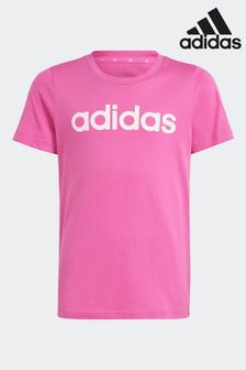 adidas Pink Slim Fit Sportswear Essentials Linear Logo Cotton T-Shirt (N01558) | SGD 25