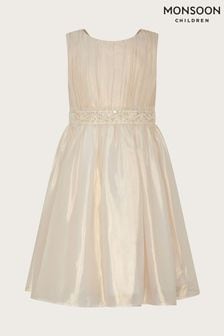 Monsoon Natural Land of Wonder Shimmer Organza Beaded Waistband Dress (N01811) | €51 - €57