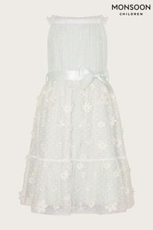 Monsoon Blue Polka Dot Daisy Tiered Dress (N01846) | AED412 - AED483