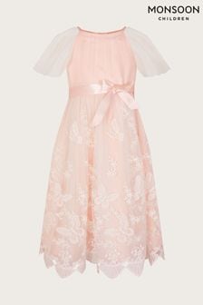 Monsoon Pink May Butterfly Lace Border Dress (N01850) | €102 - €118