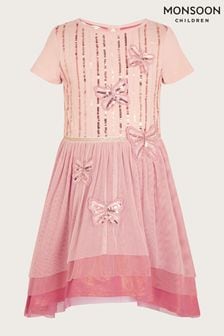 Monsoon Disco Kleid mit Schmetterlingdesign und abfallendem Saum (N01859) | 29 € - 33 €