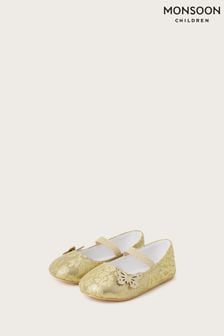 Zlaté čipkové motýlie vychádzkové topánky Monsoon (N01899) | €19