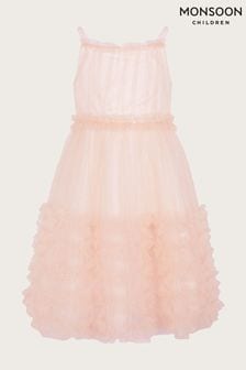 Monsoon Pink Land of Wonder Ruffle Sparkle Dress (N01903) | €38 - €44