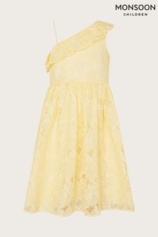 Monsoon Yellow Lace One Shoulder Dress (N01919) | 46 € - 53 €