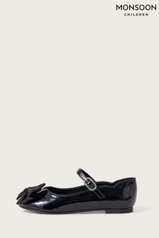 Monsoon Black Patent Jessica Bow Ballerina Flats (N01921) | €15.50 - €18.50