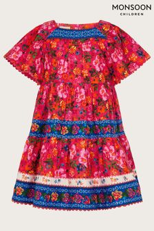 Monsoon Red Heritage Floral Mixed Print Dress (N01950) | €49 - €56