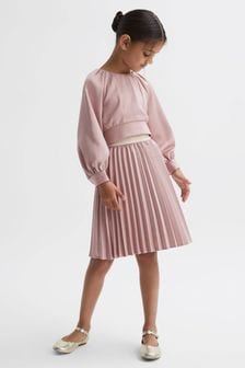 Reiss Pink Ezra Senior Pleated Elasticated Skirt (N02002) | SGD 130