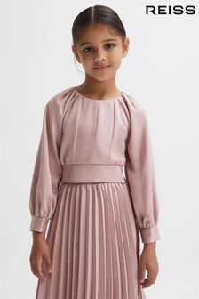 Reiss Pink Molly Senior Cropped Pleated Blouse (N02004) | kr610