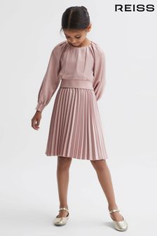 Reiss Pink Molly Junior Cropped Pleated Blouse (N02005) | OMR32