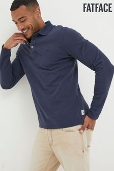 FatFace Blue Long Sleeve Organic Pique Polo Shirt (N02055) | $55