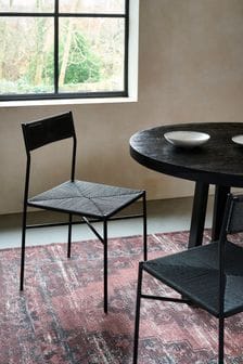 French Connection Black Woven Shlip Dining Chairs Set Of 2 (N02178) | €377