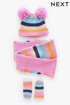 Multi 3pc Rainbow Hat, Gloves and Scarf Set (3mths-6yrs) (N02180) | €14 - €16