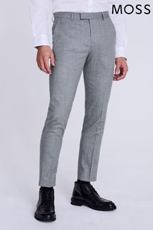 MOSS Slim Fit Grey Flannel Trousers (N02245) | €221